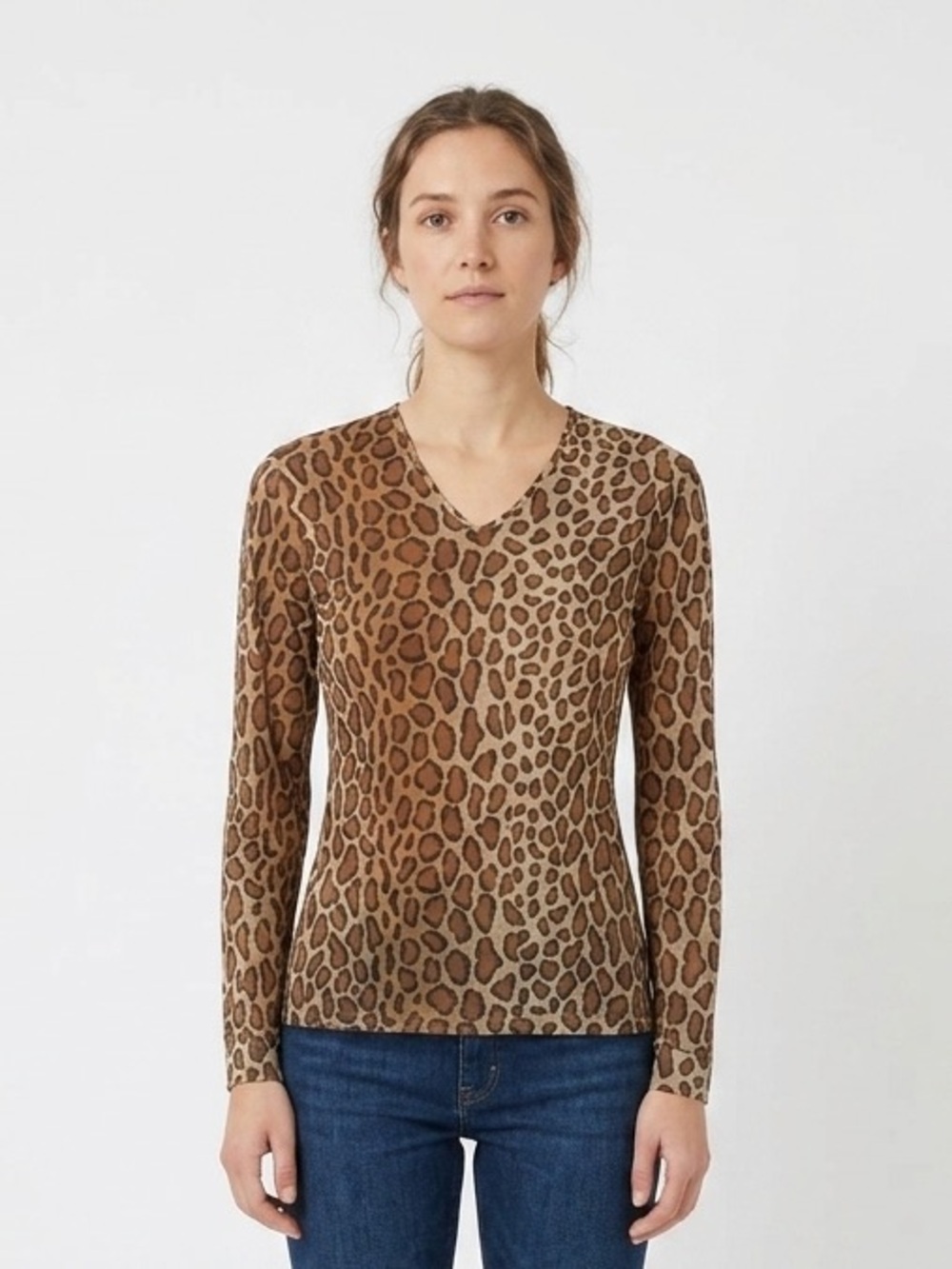 Under Silk 100% Silk Leopard Print Shirt Size M Luxury Mob Wife Vintage 90s Chic